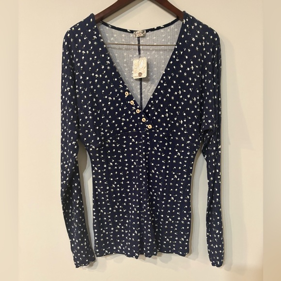 Free People Navy Floral Pajama Romper NWT - Picture 2 of 5